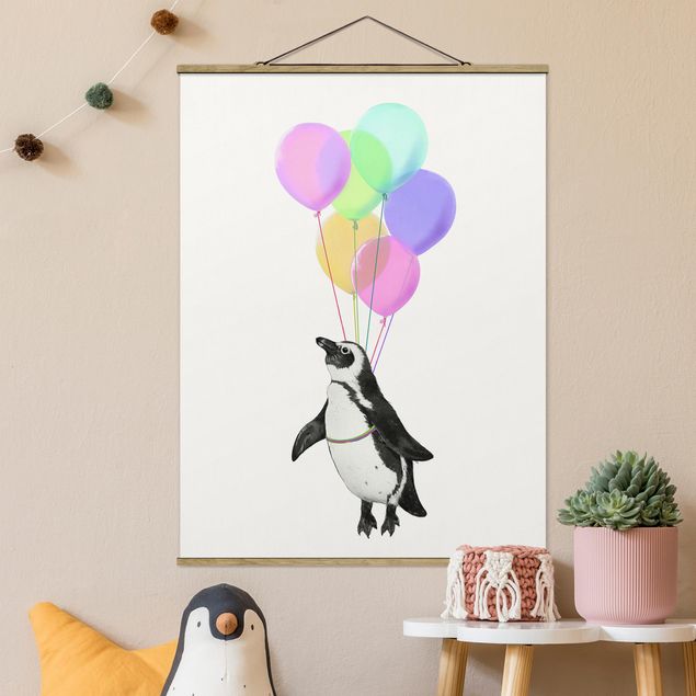 Decoración en la cocina Illustration Penguin Pastel Balloons