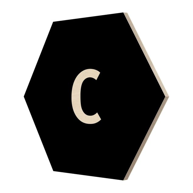 Hexagon Bild Holz - Buchstabe Schwarz C