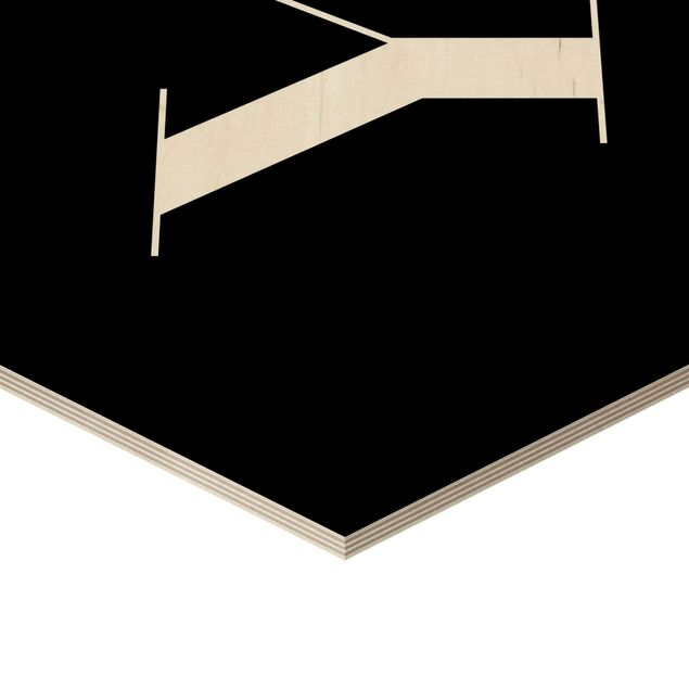 Hexagon Bild Holz - Buchstabe Serif Schwarz Y