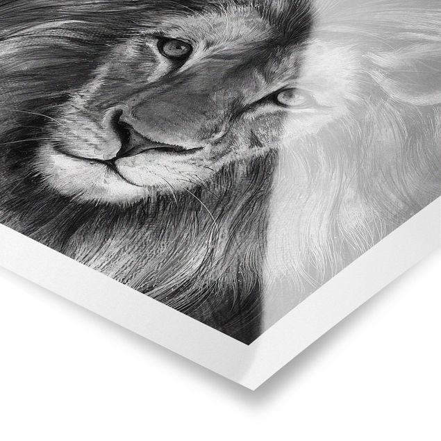 Cuadros en blanco y negro Illustration Lion Monochrome Painting