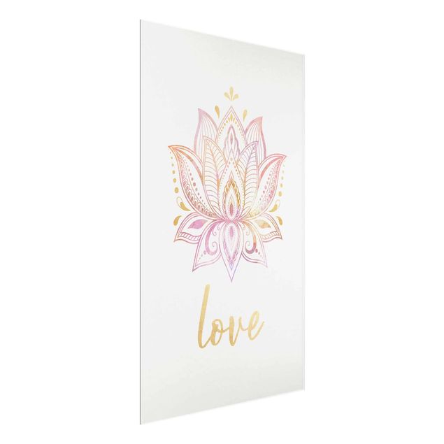 Cuadros románticos Lotus Illustration Love Gold Light Pink
