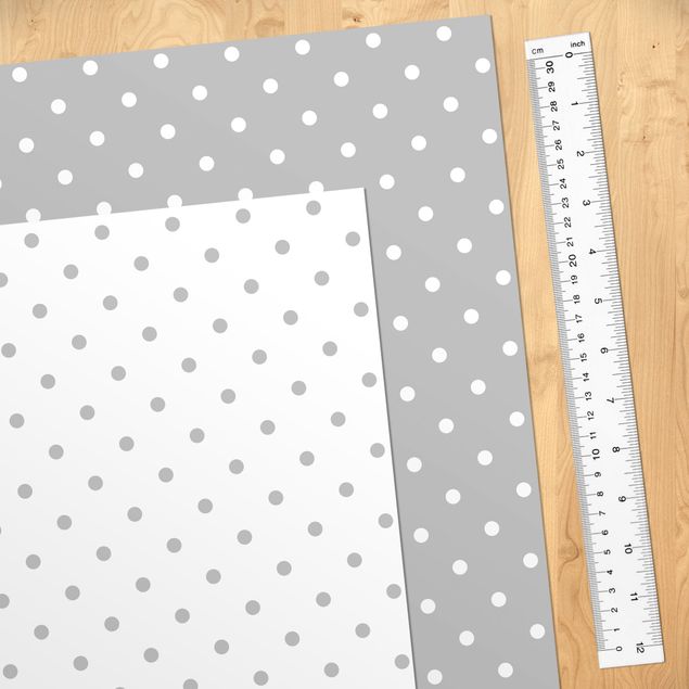 Papel adhesivo para muebles gris Dotted Pattern Set In Grey And White