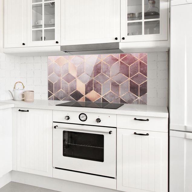Panel antisalpicaduras cocina patrones Pink Gray Golden Geometry