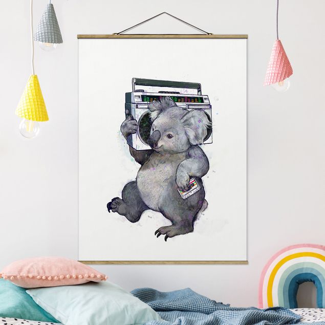 Decoración de cocinas Illustration Koala With Radio Painting
