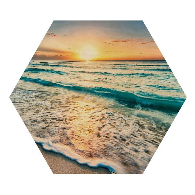 cuadro hexagonal Sunset At The Beach