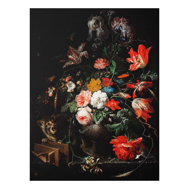 Cuadros de gatos Abraham Mignon - The Overturned Bouquet