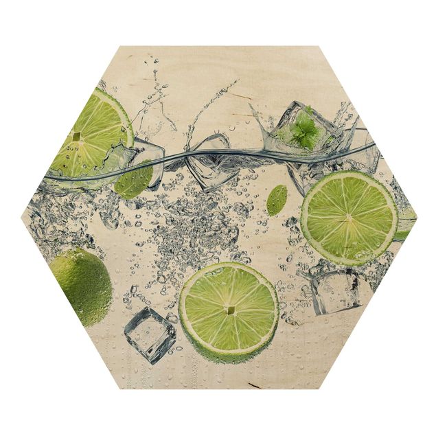 Hexagon Bild Holz - Erfrischende Limette