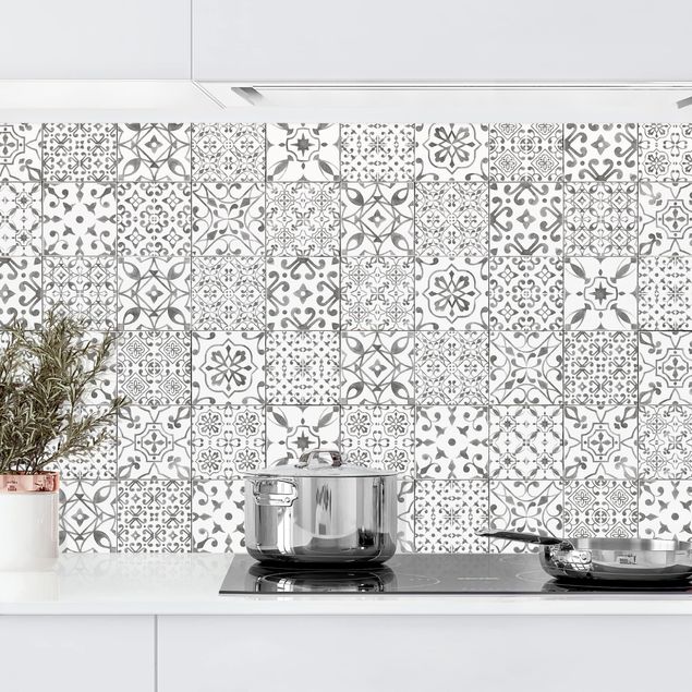 Decoración de cocinas Patterned Tiles Gray White