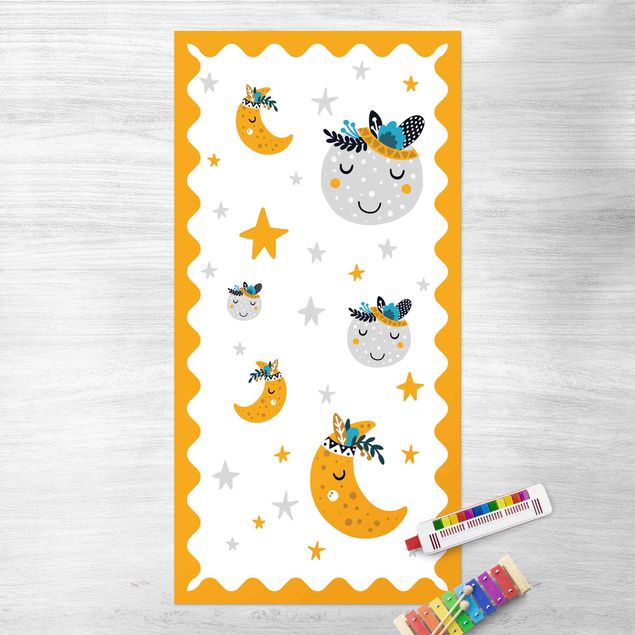 Alfombra exterior Sleaping Friends Moon And Stars With Frame