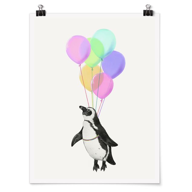 Cuadros famosos Illustration Penguin Pastel Balloons