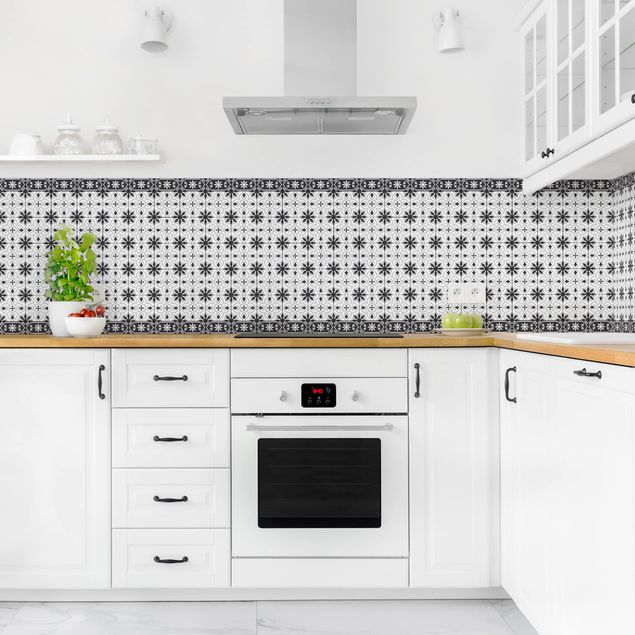 Salpicadero cocina adhesivo efecto teja Geometrical Tile Mix Cross Black