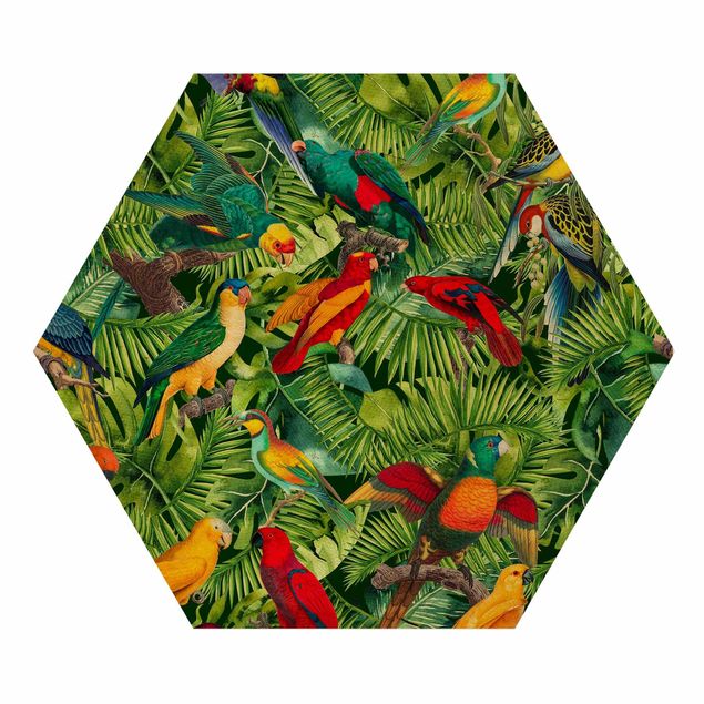 Cuadros flores Colorful Collage - Parrot In The Jungle