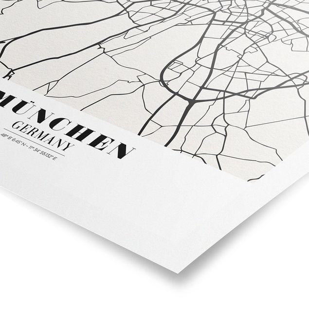 Cuadros modernos blanco y negro Munich City Map - Classic