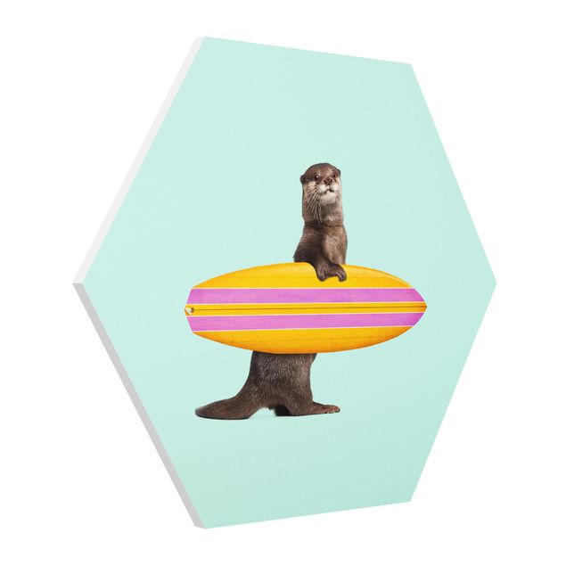 Cuadros deporte Otter With Surfboard