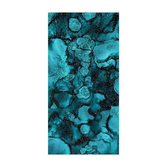 Alfombras modernas abstractas Turquoise Drop With Glitter