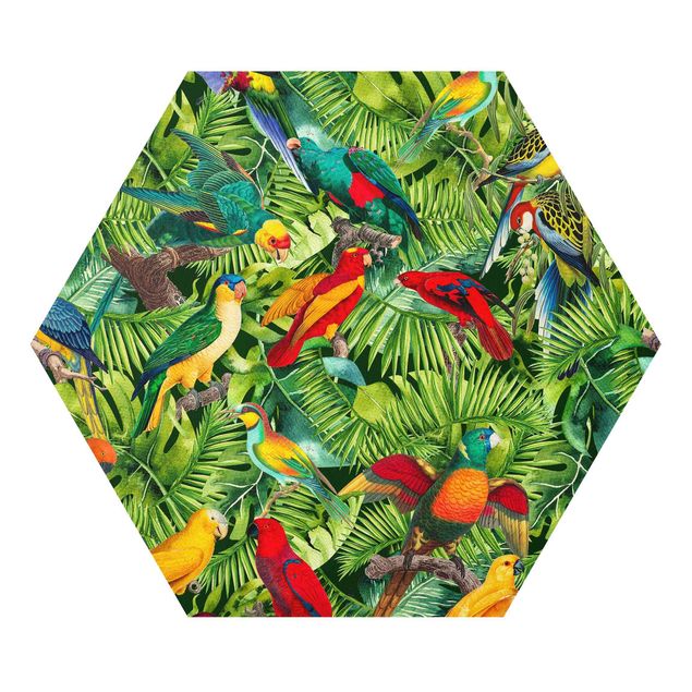 Cuadros famosos Colorful Collage - Parrot In The Jungle