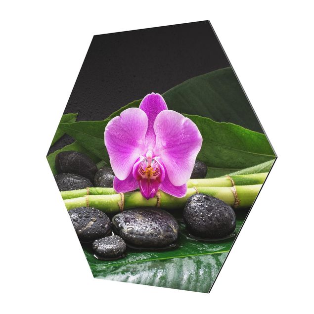 Reproducciónes de cuadros Green Bamboo With Orchid Flower