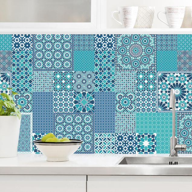Decoración cocina Moroccan Mosaic Tiles Turquoise Blue