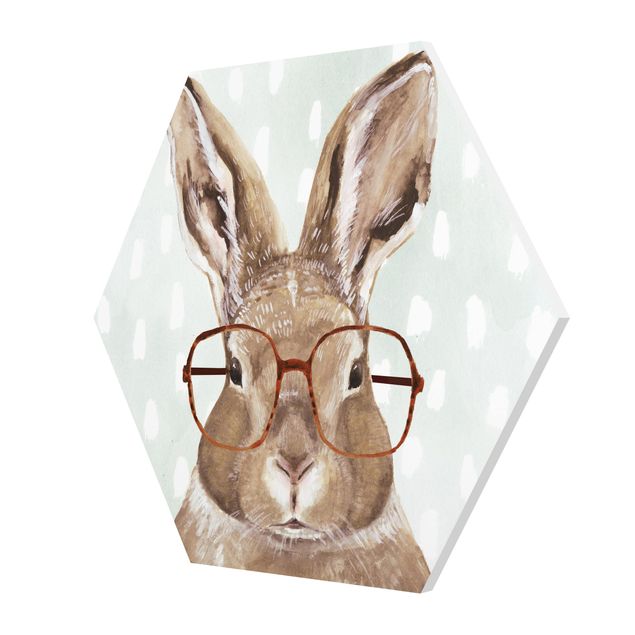 cuadro hexagonal Animals With Glasses - Rabbit