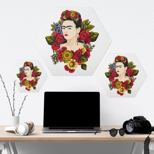 cuadros hexagonales Frida Kahlo - Roses