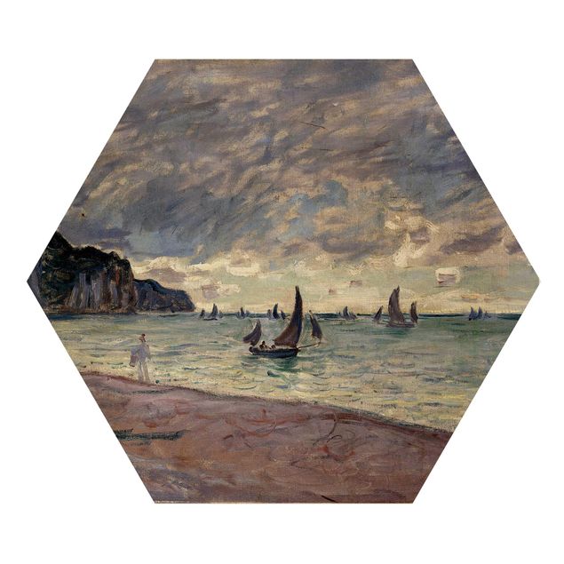 Cuadros de madera paisajes Claude Monet - Fishing Boats In Front Of The Beach And Cliffs Of Pourville