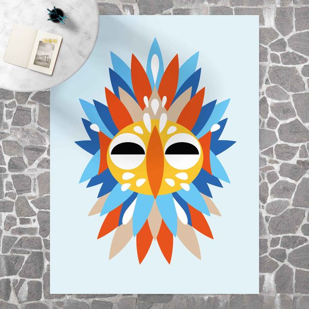 Alfombra exterior Collage Ethnic Mask - Parrot