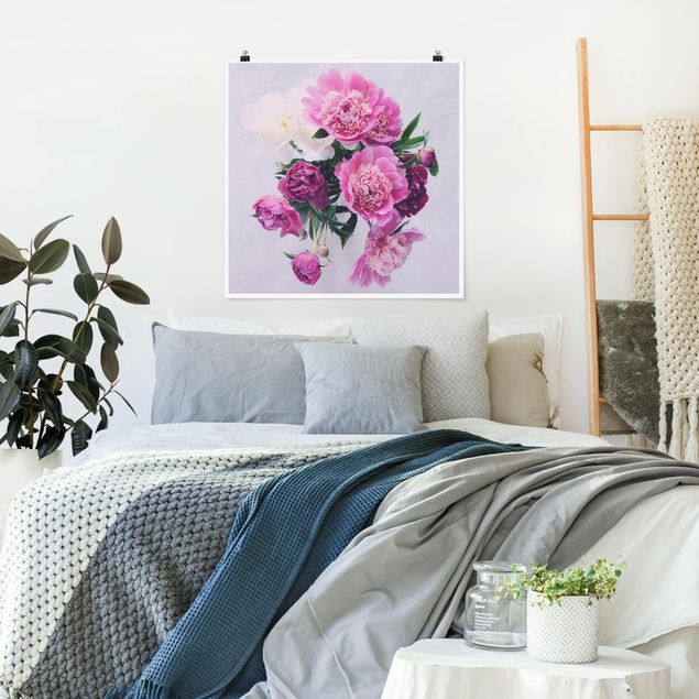 Póster flores Peonies Shabby Pink White