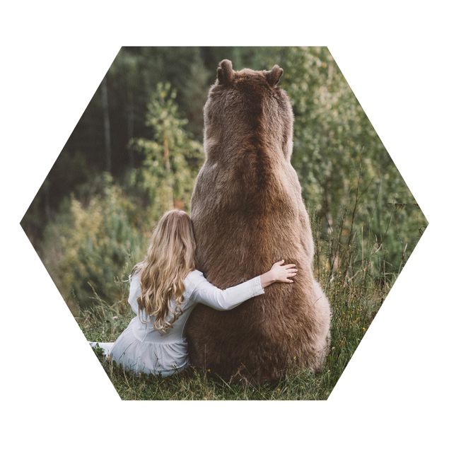 Cuadros de animales Girl With Brown Bear