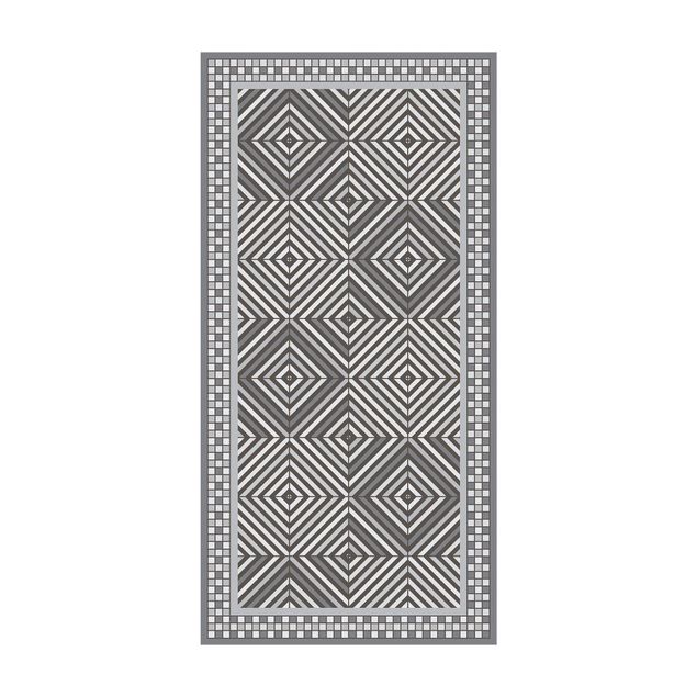 Alfombras modernas Geometrical Tiles Vortex Grey With Narrow Mosaic Frame