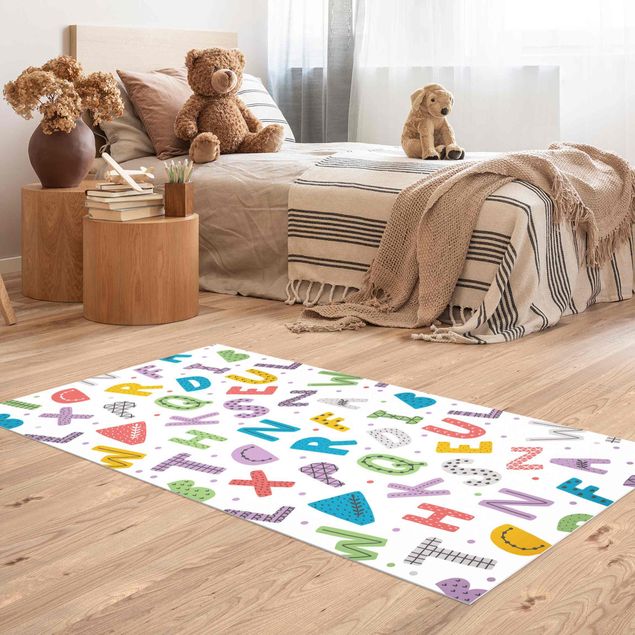 Alfombra pasillo Alphabet With Hearts And Dots In Colourful