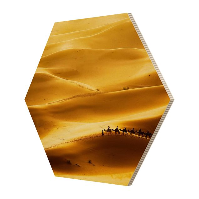 Hexagon Bild Holz - Golden Dunes