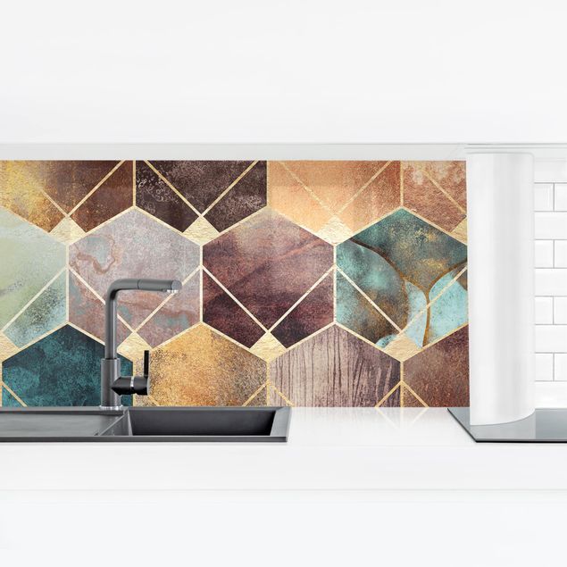 revestimiento pared cocina Turquoise Geometry Golden Art Deco