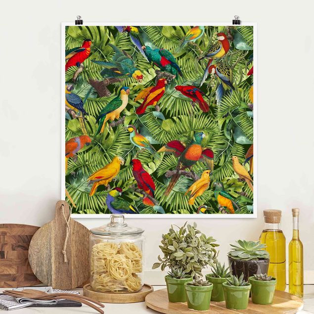 Decoración cocina Colourful Collage - Parrots In The Jungle
