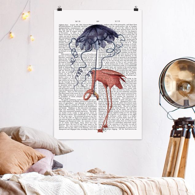 Decoración cocina Animal Reading - Flamingo With Umbrella