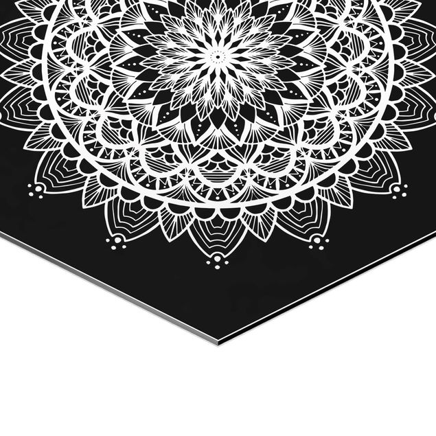 cuadros hexagonales Mandala Illustration Shabby Set Black White