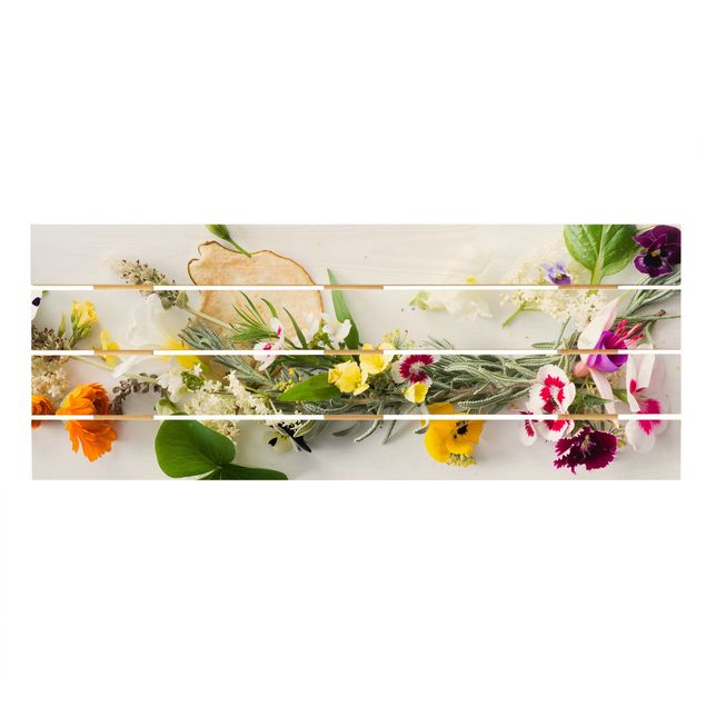 Cuadros de madera Fresh Herbs With Edible Flowers