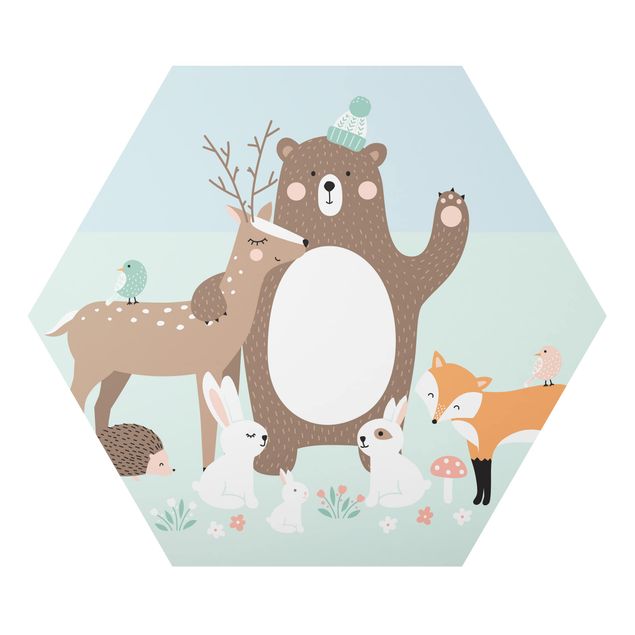 Cuadros animales Forest Friends with forest animals blue