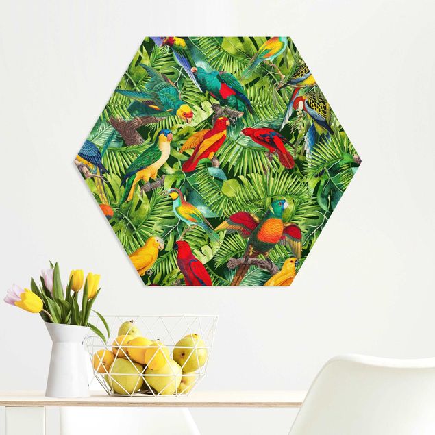 Decoración de cocinas Colorful Collage - Parrot In The Jungle