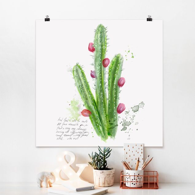 Póster flores Cactus With Bibel Verse II