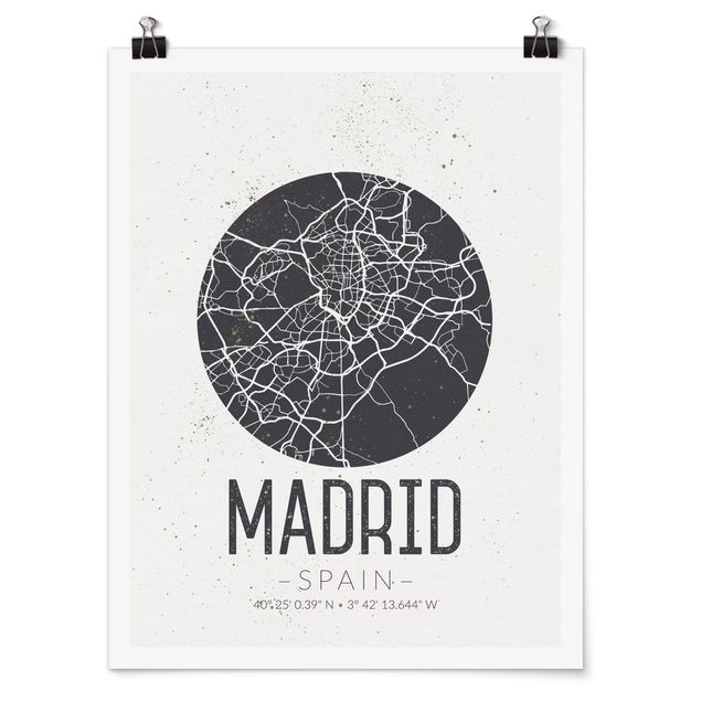Láminas frases Madrid City Map - Retro