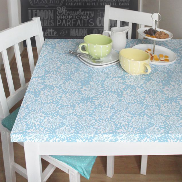 Papel adhesivo para muebles mate Modern Scandinavian Floral Pattern Light Blue
