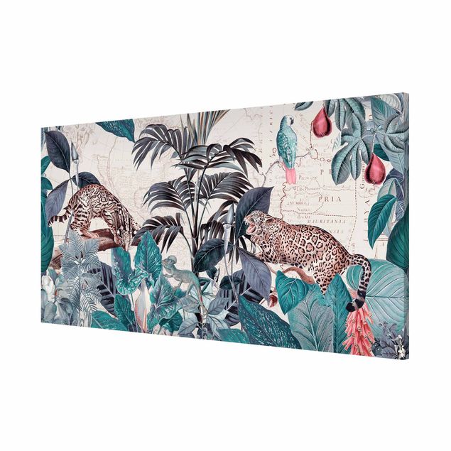 Cuadro selva tropical Vintage Collage - Big Cats In The Jungle