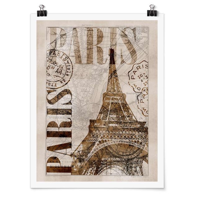 Cuadros de ciudades Shabby Chic Collage - Paris