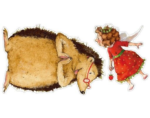 Decoración infantil pared Little Strawberry Strawberry Fairy - With The Hedgehog Sticker Set