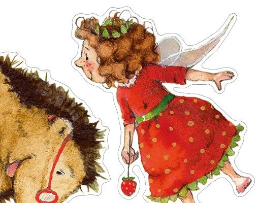 Vinilos decorativos pared Little Strawberry Strawberry Fairy - With The Hedgehog Sticker Set