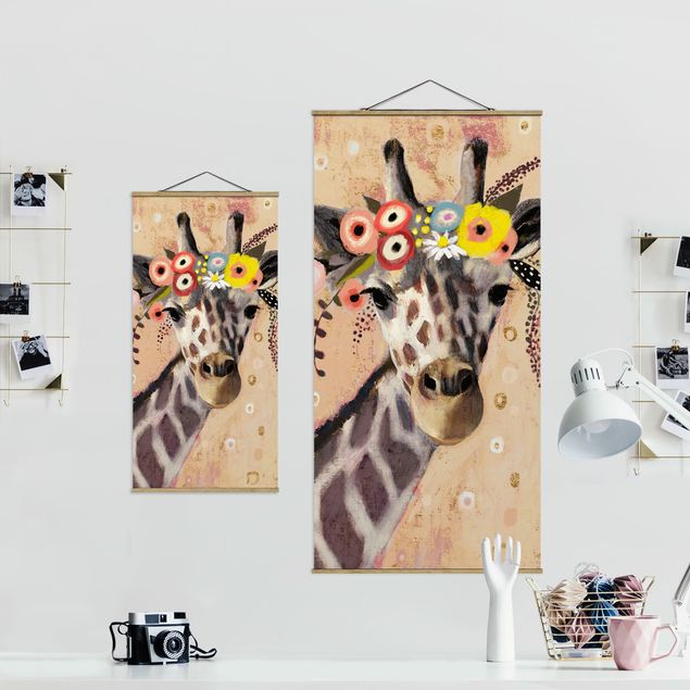 Póster de tela Klimt Giraffe