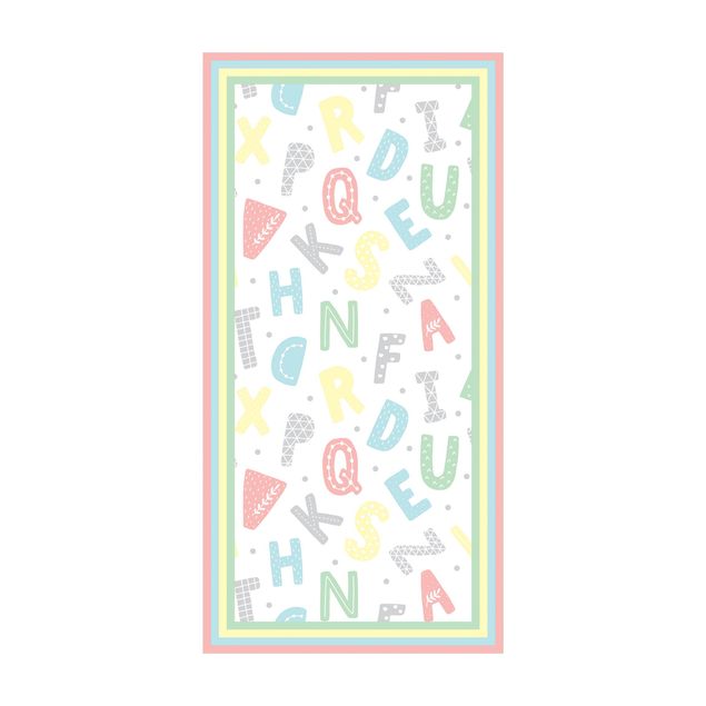 Alfombra pastel Alphabet In Pastel Colours With Frame
