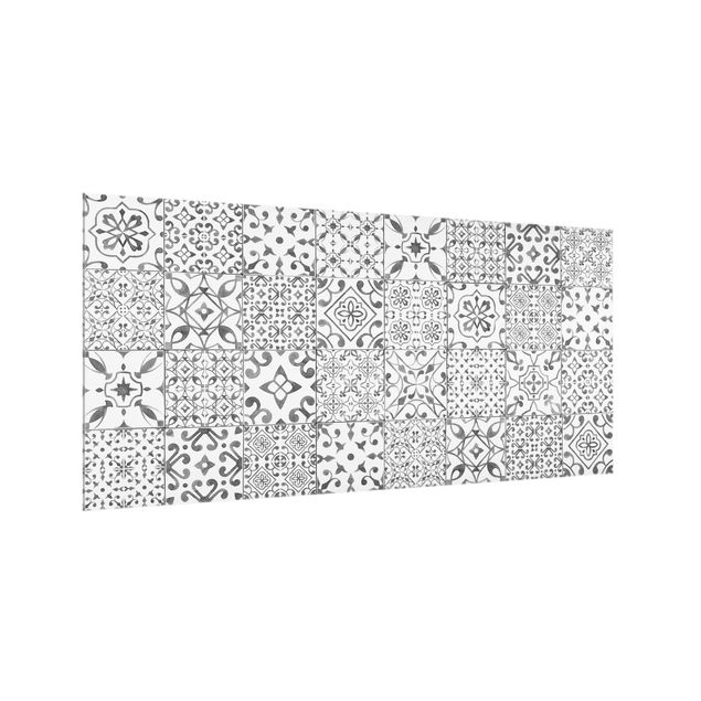Paneles de vidrio para cocinas Pattern Tiles Gray White