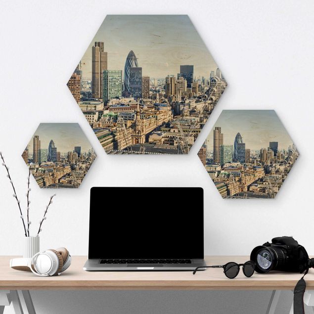 Hexagon Bild Holz - City of London