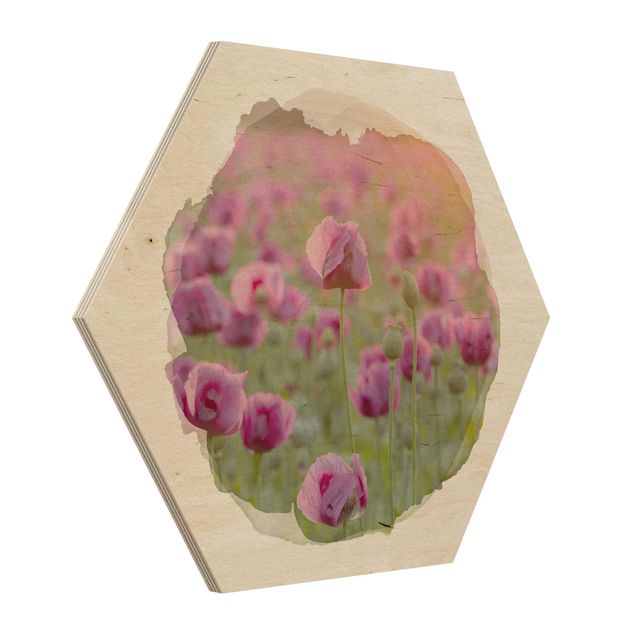 Cuadros modernos WaterColours - Violet Poppy Flowers Meadow In Spring